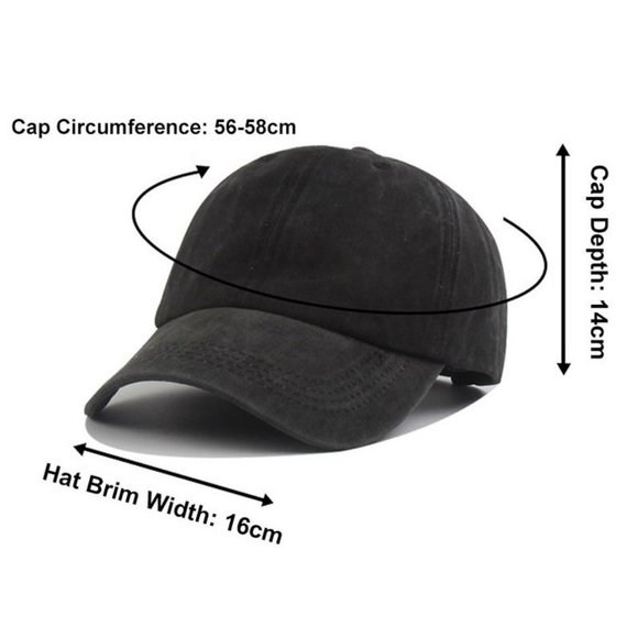 100% Cotton Vintage Baseball Cap | Adjustable Distressed Unisex Hat | Plain Pure - Picture 6 of 6